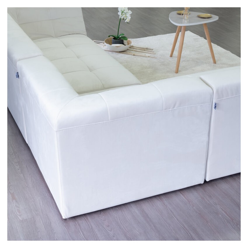 POGO SOFÁ TERCIOPELO MODULAR 5 PLAZAS BLANCO CREMA TAKANAP