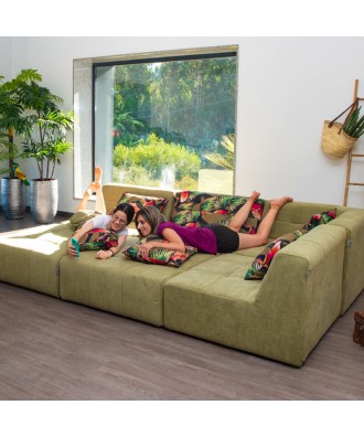 PANAMAX COUTURE SOFÁ MODULAR 7 PLAZAS VERDE MUSGO TAKANAP