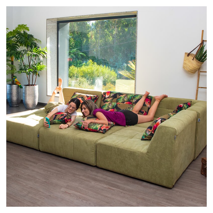 PANAMAX COUTURE SOFÁ MODULAR 7 PLAZAS VERDE MUSGO TAKANAP