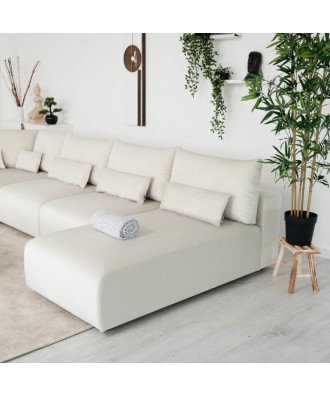 ISIS terciopelo sofá modular Takanap  blanco crema 5 plazas