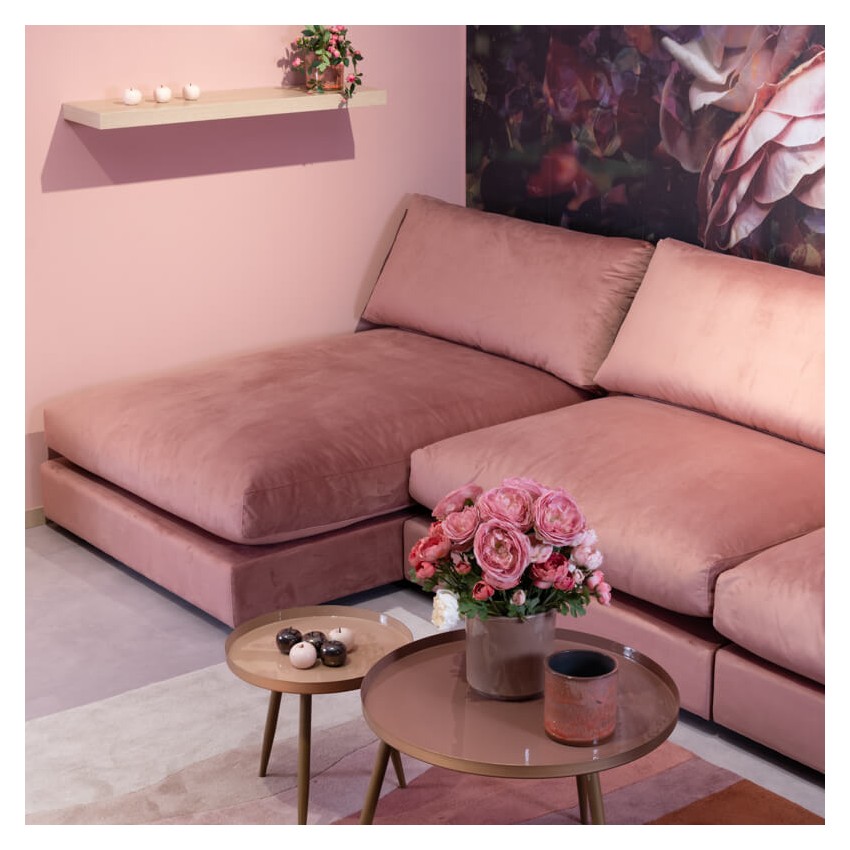 Fluffy Sofá modular 5 plazas rosa empolvado Takanap