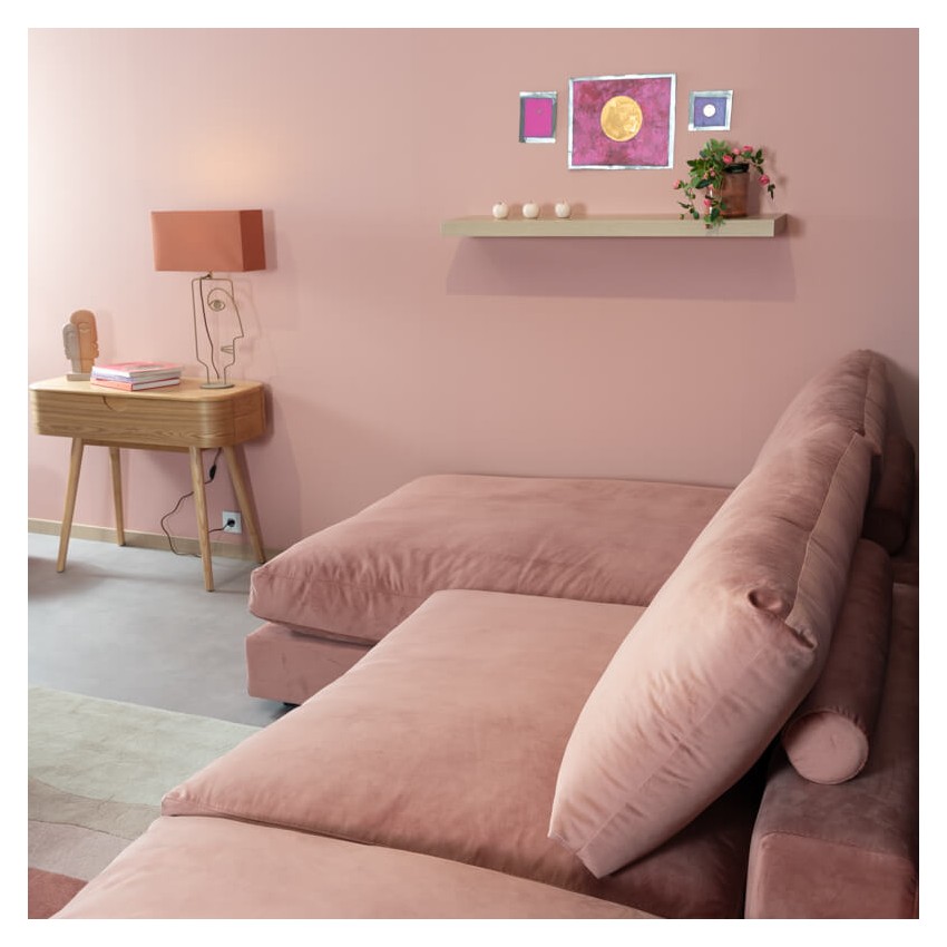 Fluffy Sofá modular 5 plazas rosa empolvado Takanap