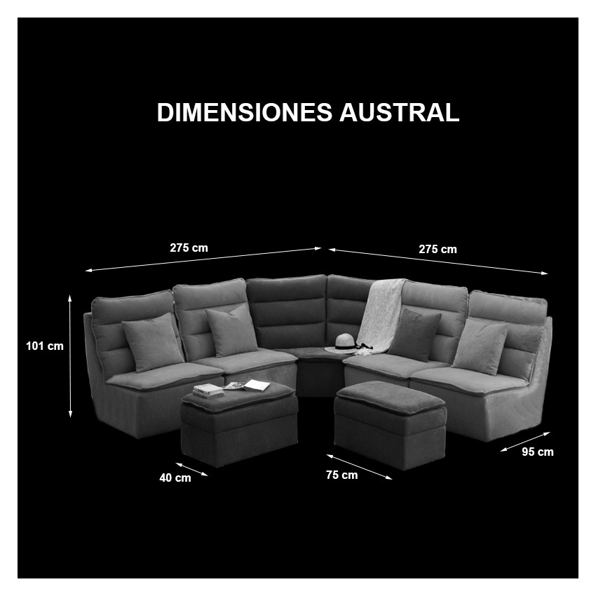 TAKANAP AUSTRAL Sofá panorámico 5 plazas