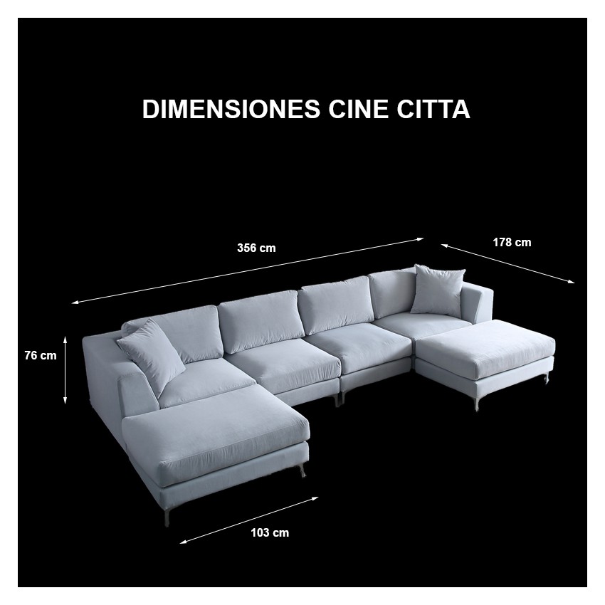 CINE CITTA TAKANAP Sofá panorámico 6 plazas