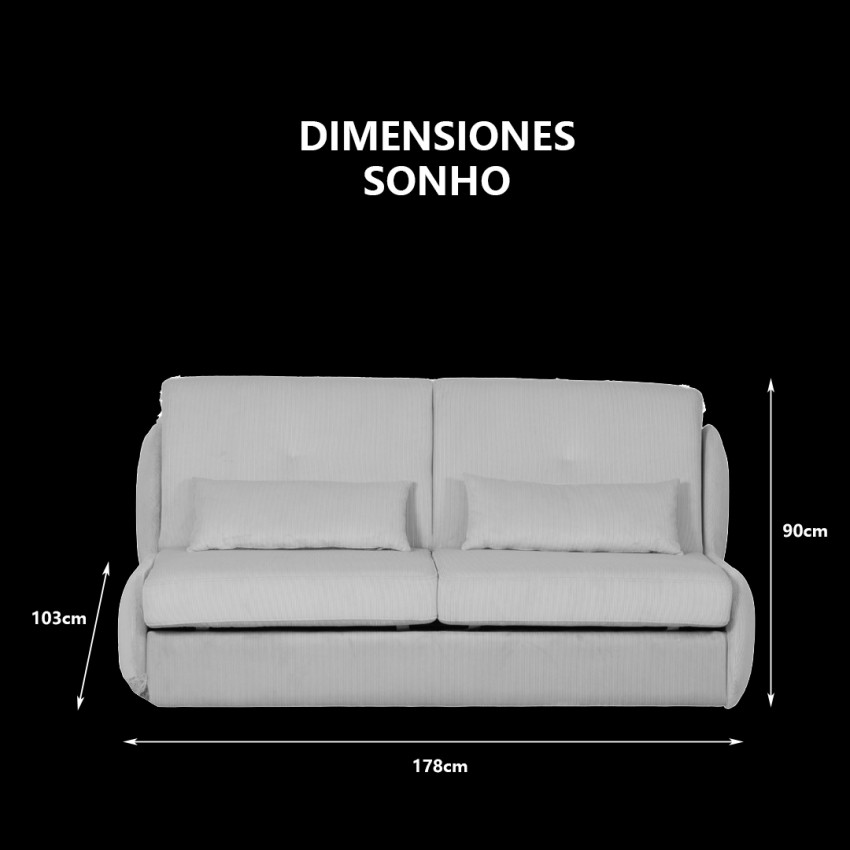 Dimensiones Sofá cama Sonho Takanap 2 plazas