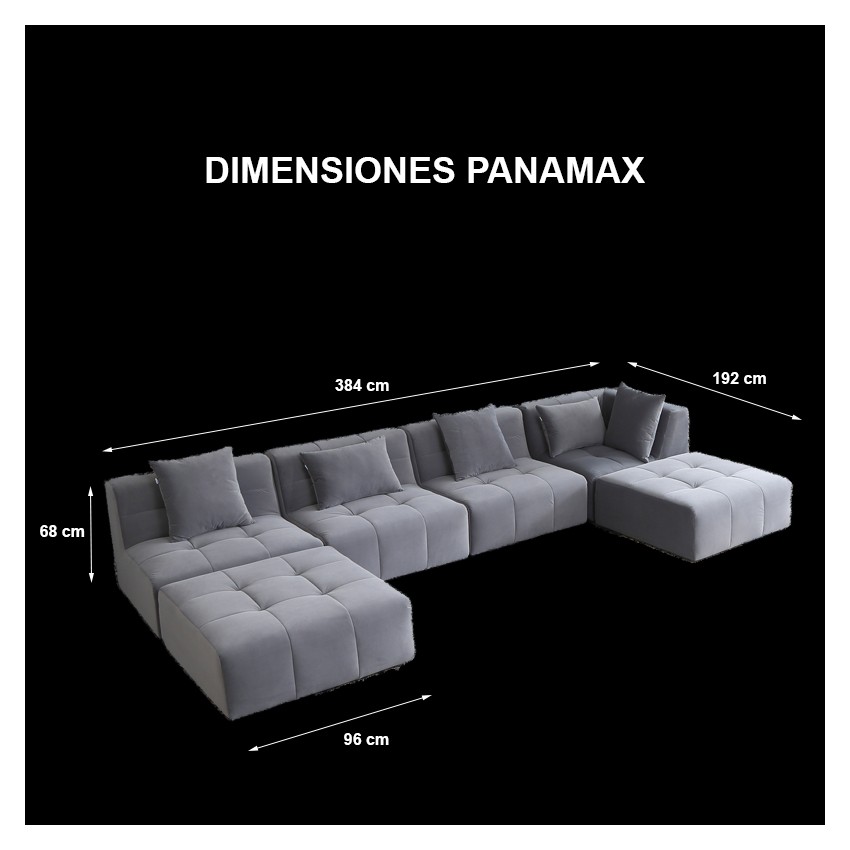 DIMENSIONES PANAMAX  SOFÁ MODULAR 7 PLAZAS  TAKANAP